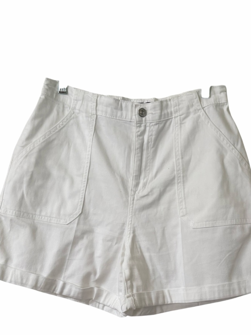 Gloria Vanderbilt White High-Rise Cotton Blend Bermuda Cuffed Shorts Size Medium - Picture 2 of 13